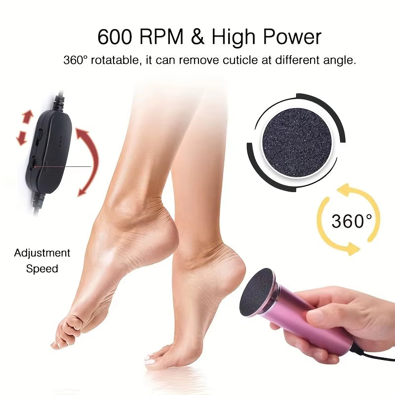 Electric Foot Callus Remover Electric Pedicure Machine Adjustable Speed With 60 Pieces Replacement Sandpaper Foot Pedicure