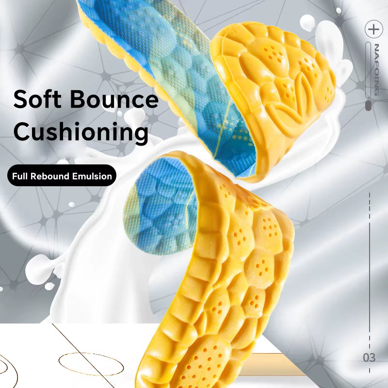 4D Cloud Technology Sports Insoles for Shoes PU Sole Soft Breathable Shock Absorption Cushion Running Orthopedic Care Insoles