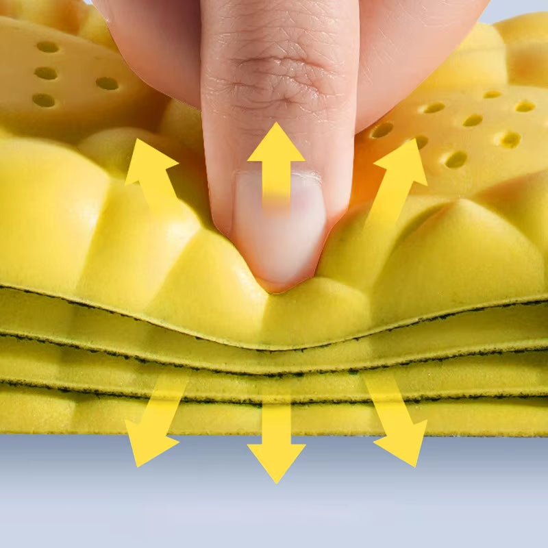 2Pcs High Elastic Massage Sport Insoles Soft Soft Shoe Pads Breathable Deodorant Shock Absorption PU Cushion Arch Support Soles