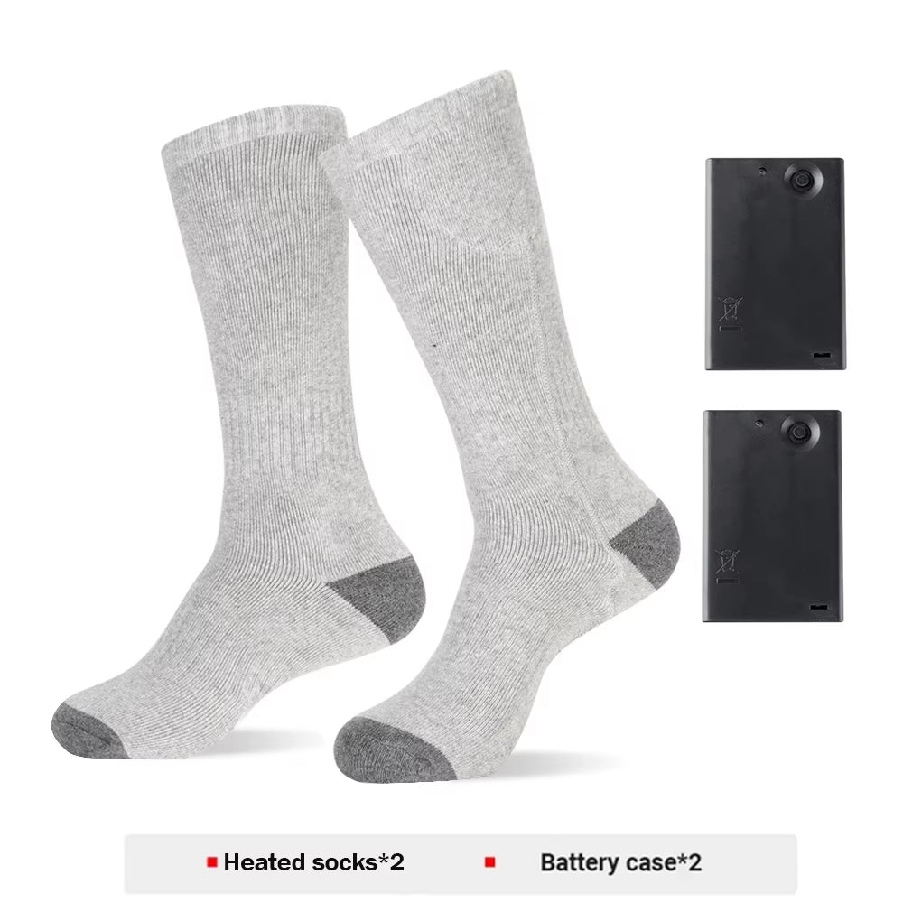Winter Heating Socks with Battery Box Rechargeable Anti-Cold Men Thermal Heated Foot Warmer Outdoor Camping Ski Sports Wnter
