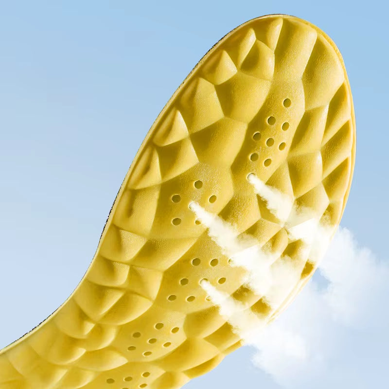 2Pcs High Elastic Massage Sport Insoles Soft Soft Shoe Pads Breathable Deodorant Shock Absorption PU Cushion Arch Support Soles