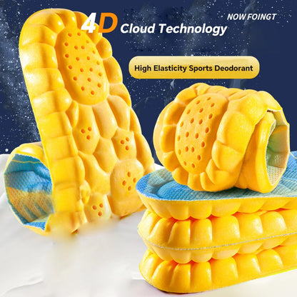 1Pair 4D Orthopedic Sport Insoles Soft Breathable High-Elasticity Shock Absorption Running Shoe Pad for Men Women Latex Massage