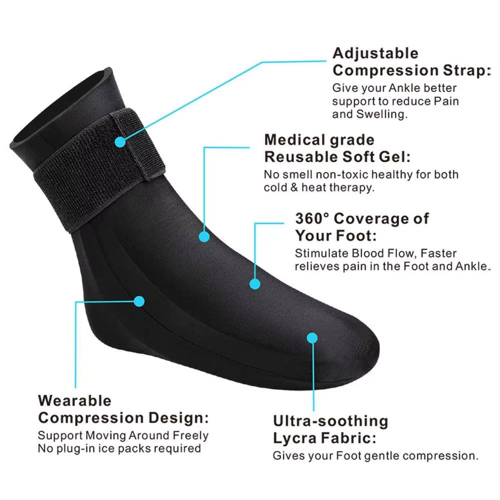 For Plantar Fasciiti Hot Cold Compress Socks Reusable Flexible Gel Cold Therapy Sock Breathable Non-Slip Ankle Ice Pack Wrap
