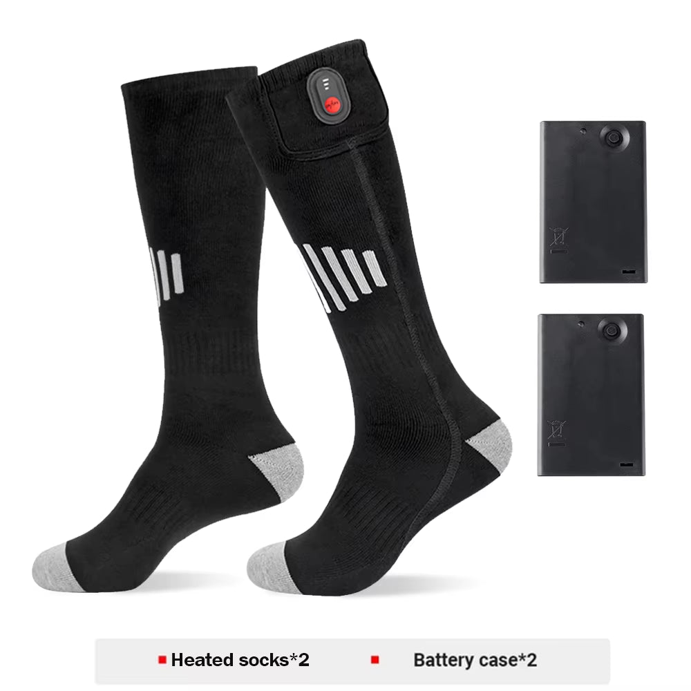 Winter Heating Socks with Battery Box Rechargeable Anti-Cold Men Thermal Heated Foot Warmer Outdoor Camping Ski Sports Wnter
