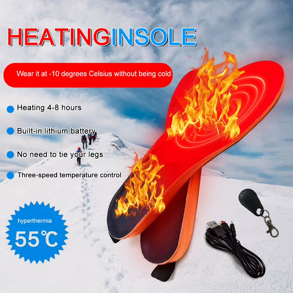 Men Women Electric Heated Insoles up to 8 Hours USB Rechargeable Feet Warmer Remote Control Heated Insoles Heating Shoe Inserts