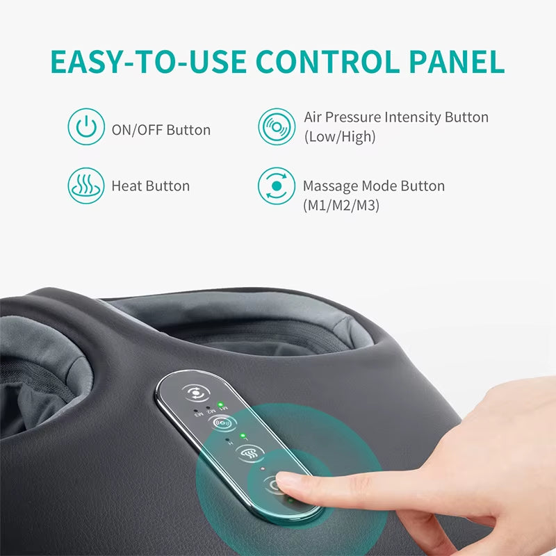 Shiatsu Foot Massager Machine Deep Kneading with Heat Air Compression Roller Vibration Massage Relieve Muscle Relaxation