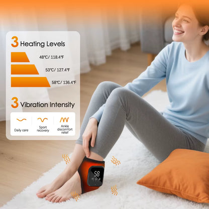 Electric Heating Ankle Guard 3 Levels Hot Compress Vibration Massage Cordless Foot Massager Ankle Joint Protection Heating Strap