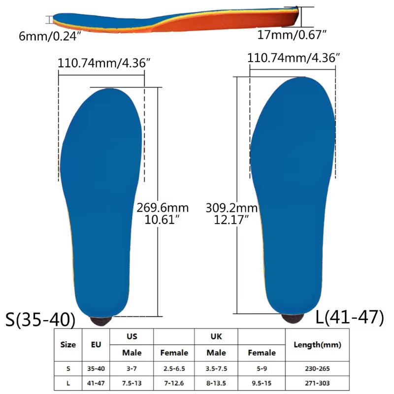 USB Rechargeable Heated Shoe Insoles with 3 Heat Settings Thermal Insoles Wireless Foot Warmer for Women and Men
