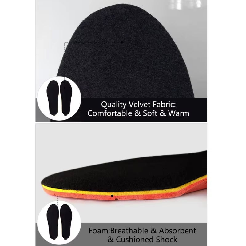 USB Rechargeable Heated Shoe Insoles with 3 Heat Settings Thermal Insoles Wireless Foot Warmer for Women and Men