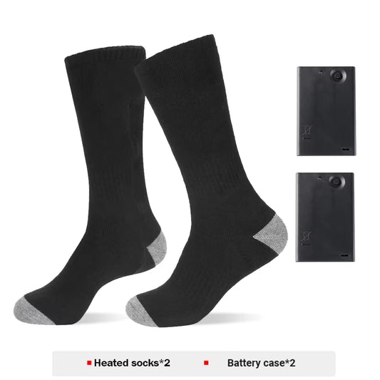 Winter Heating Socks with Battery Box Rechargeable Anti-Cold Men Thermal Heated Foot Warmer Outdoor Camping Ski Sports Wnter