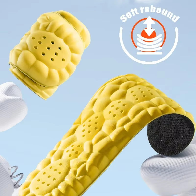 2Pcs High Elastic Massage Sport Insoles Soft Soft Shoe Pads Breathable Deodorant Shock Absorption PU Cushion Arch Support Soles