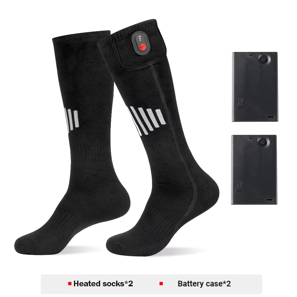 Winter Heating Socks with Battery Box Rechargeable Anti-Cold Men Thermal Heated Foot Warmer Outdoor Camping Ski Sports Wnter