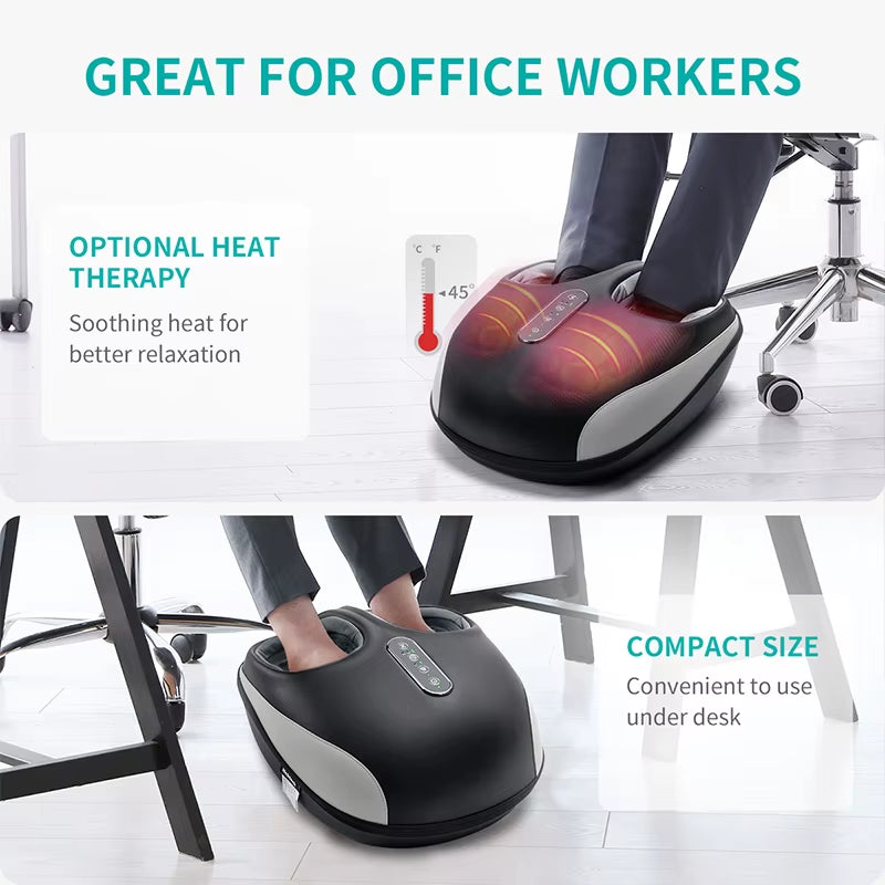 Shiatsu Foot Massager Machine Deep Kneading with Heat Air Compression Roller Vibration Massage Relieve Muscle Relaxation