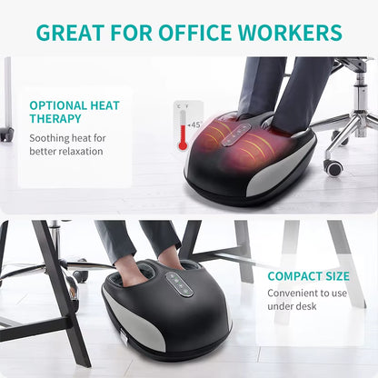 Shiatsu Foot Massager Machine Deep Kneading with Heat Air Compression Roller Vibration Massage Relieve Muscle Relaxation