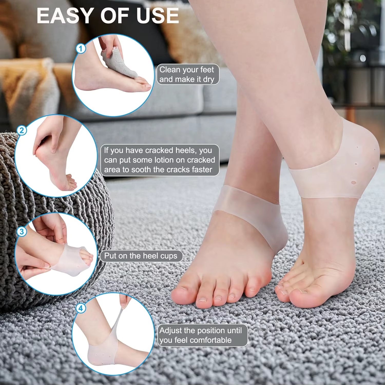 Gel Heel Protector for Heel Pain Relief Plantar Fasciitis Dry Cracked Bone Spur Heels Cushion Pads Moisturizing Foot Sleeves