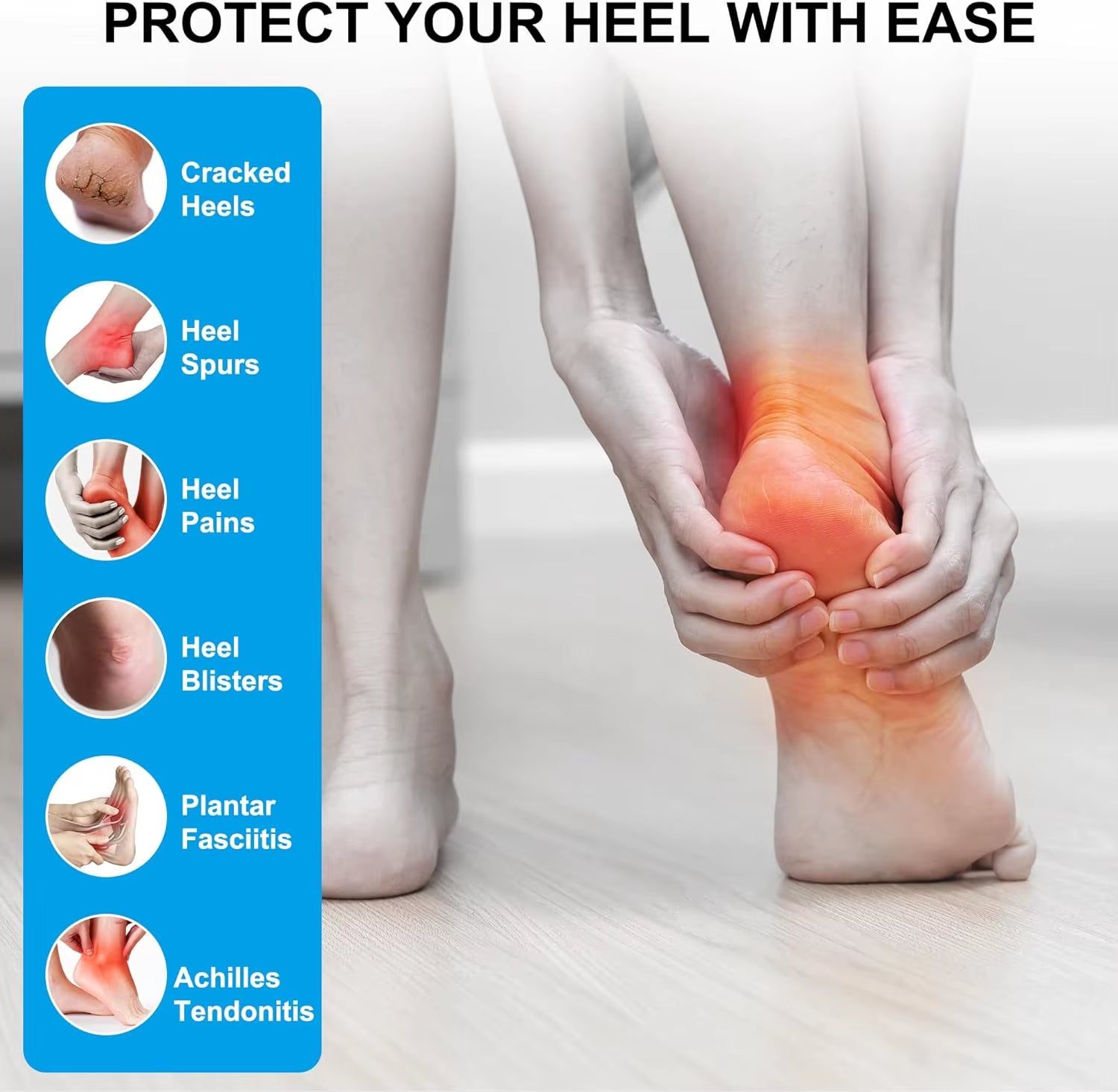 Gel Heel Protector for Heel Pain Relief Plantar Fasciitis Dry Cracked Bone Spur Heels Cushion Pads Moisturizing Foot Sleeves