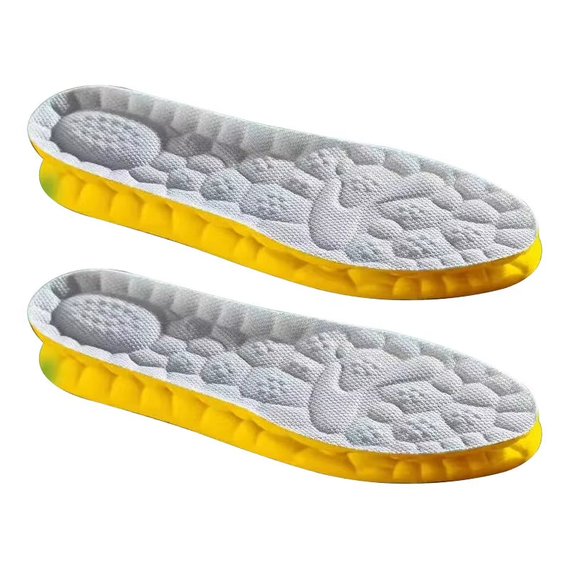 2Pcs High Elastic Massage Sport Insoles Soft Soft Shoe Pads Breathable Deodorant Shock Absorption PU Cushion Arch Support Soles
