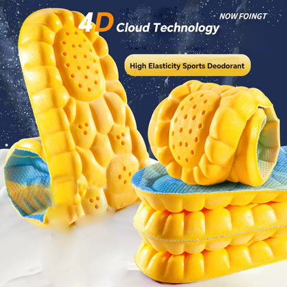 4D Cloud Technology Sports Insoles for Shoes PU Sole Soft Breathable Shock Absorption Cushion Running Orthopedic Care Insoles