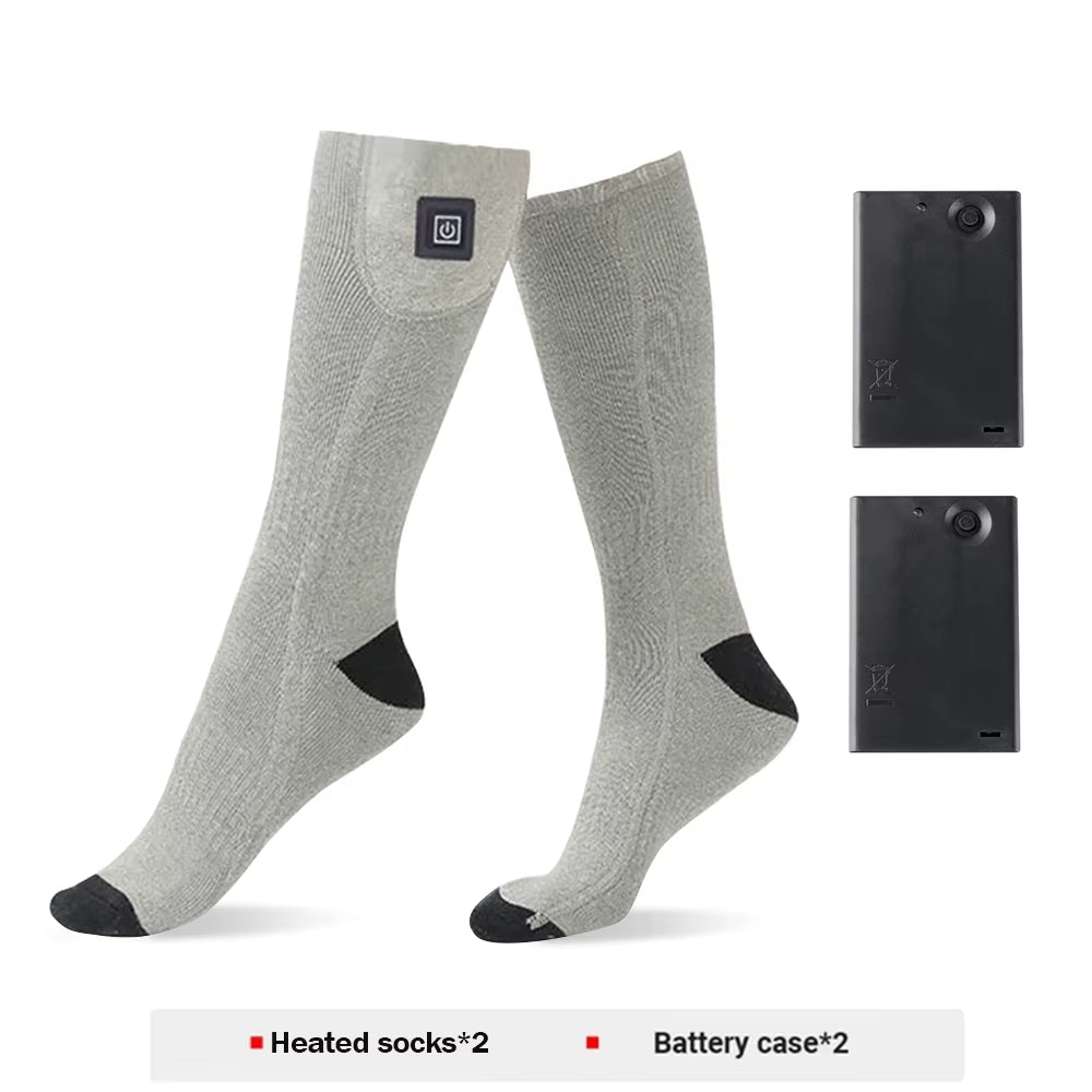 Winter Heating Socks with Battery Box Rechargeable Anti-Cold Men Thermal Heated Foot Warmer Outdoor Camping Ski Sports Wnter