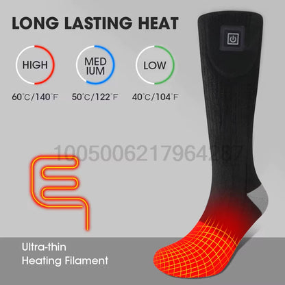 Winter Heating Socks with Battery Box Rechargeable Anti-Cold Men Thermal Heated Foot Warmer Outdoor Camping Ski Sports Wnter