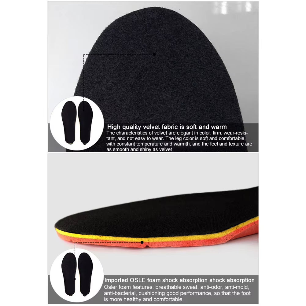 2000Mah Smart Foot Warmer Insoles Adjustable Temperature Heating Shoes Pads Comfy Thermal Insoles Pad for Outdoor Camping Hiking
