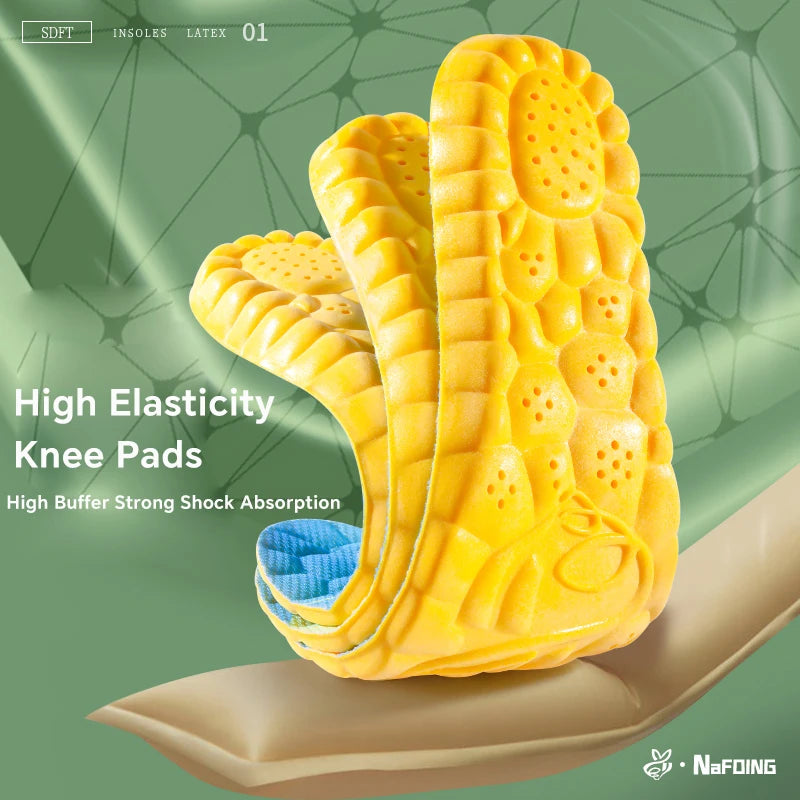1Pair 4D Orthopedic Sport Insoles Soft Breathable High-Elasticity Shock Absorption Running Shoe Pad for Men Women Latex Massage