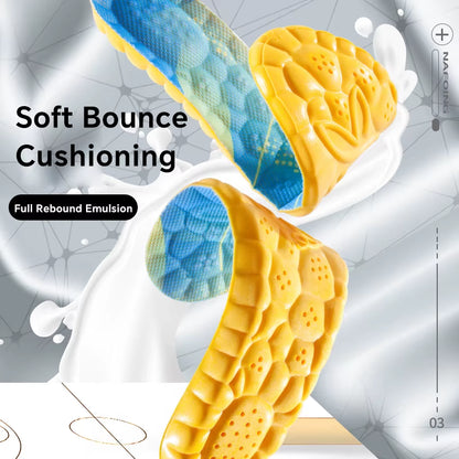 4D Cloud Technology Sports Insoles for Shoes PU Sole Soft Breathable Shock Absorption Cushion Running Orthopedic Care Insoles