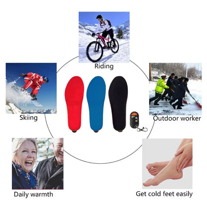USB Rechargeable Heated Shoe Insoles with 3 Heat Settings Thermal Insoles Wireless Foot Warmer for Women and Men