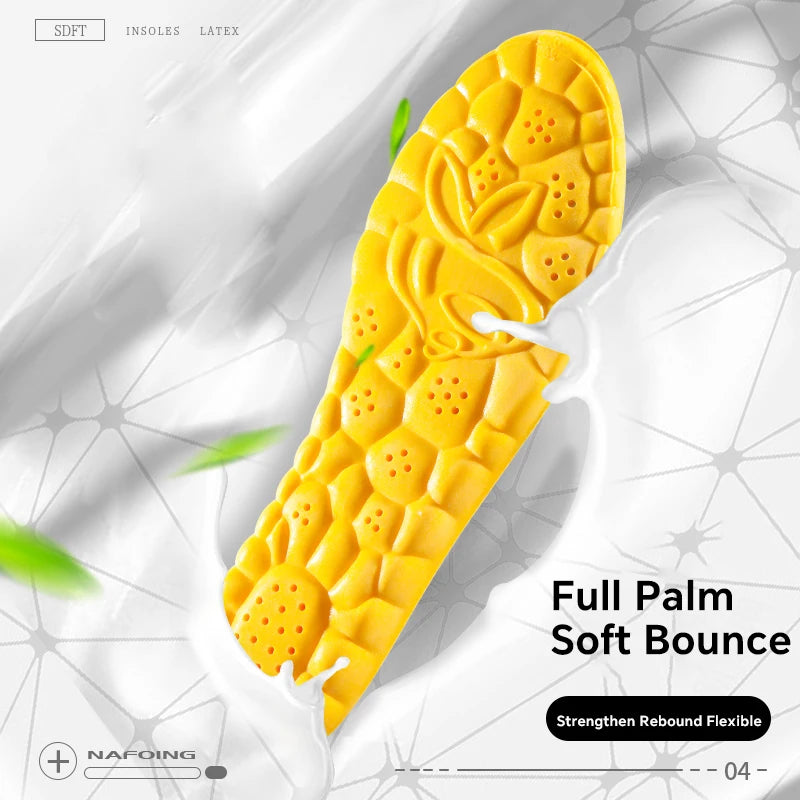 1Pair 4D Orthopedic Sport Insoles Soft Breathable High-Elasticity Shock Absorption Running Shoe Pad for Men Women Latex Massage