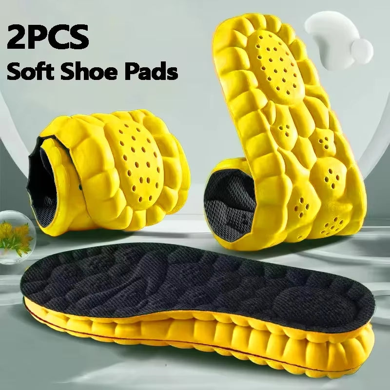 2Pcs High Elastic Massage Sport Insoles Soft Soft Shoe Pads Breathable Deodorant Shock Absorption PU Cushion Arch Support Soles