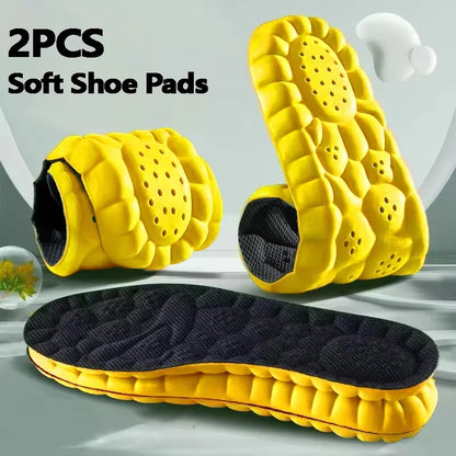 2Pcs High Elastic Massage Sport Insoles Soft Soft Shoe Pads Breathable Deodorant Shock Absorption PU Cushion Arch Support Soles