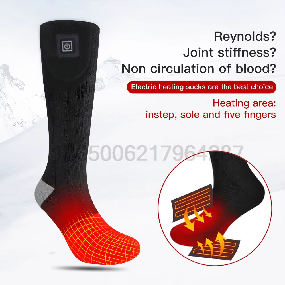 Winter Heating Socks with Battery Box Rechargeable Anti-Cold Men Thermal Heated Foot Warmer Outdoor Camping Ski Sports Wnter