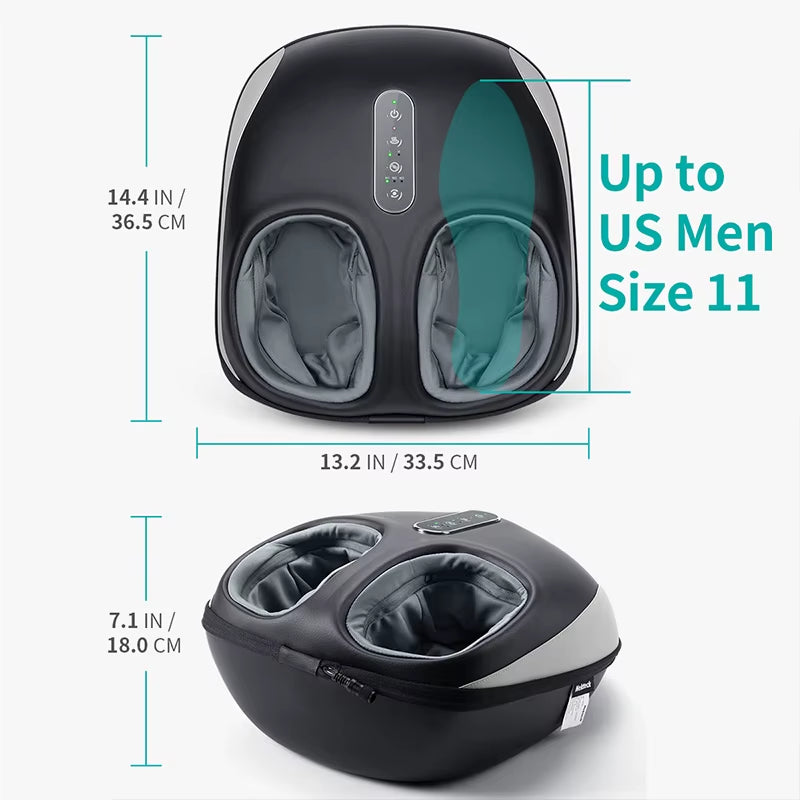 Shiatsu Foot Massager Machine Deep Kneading with Heat Air Compression Roller Vibration Massage Relieve Muscle Relaxation