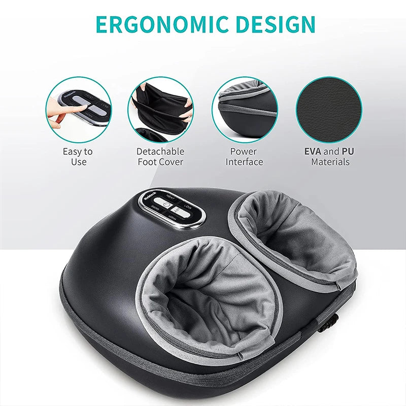 Foot Massager Heating Therapy Air Compression Shiatsu Knead Roller Muscle Relaxation Electric Foot Massage Machine