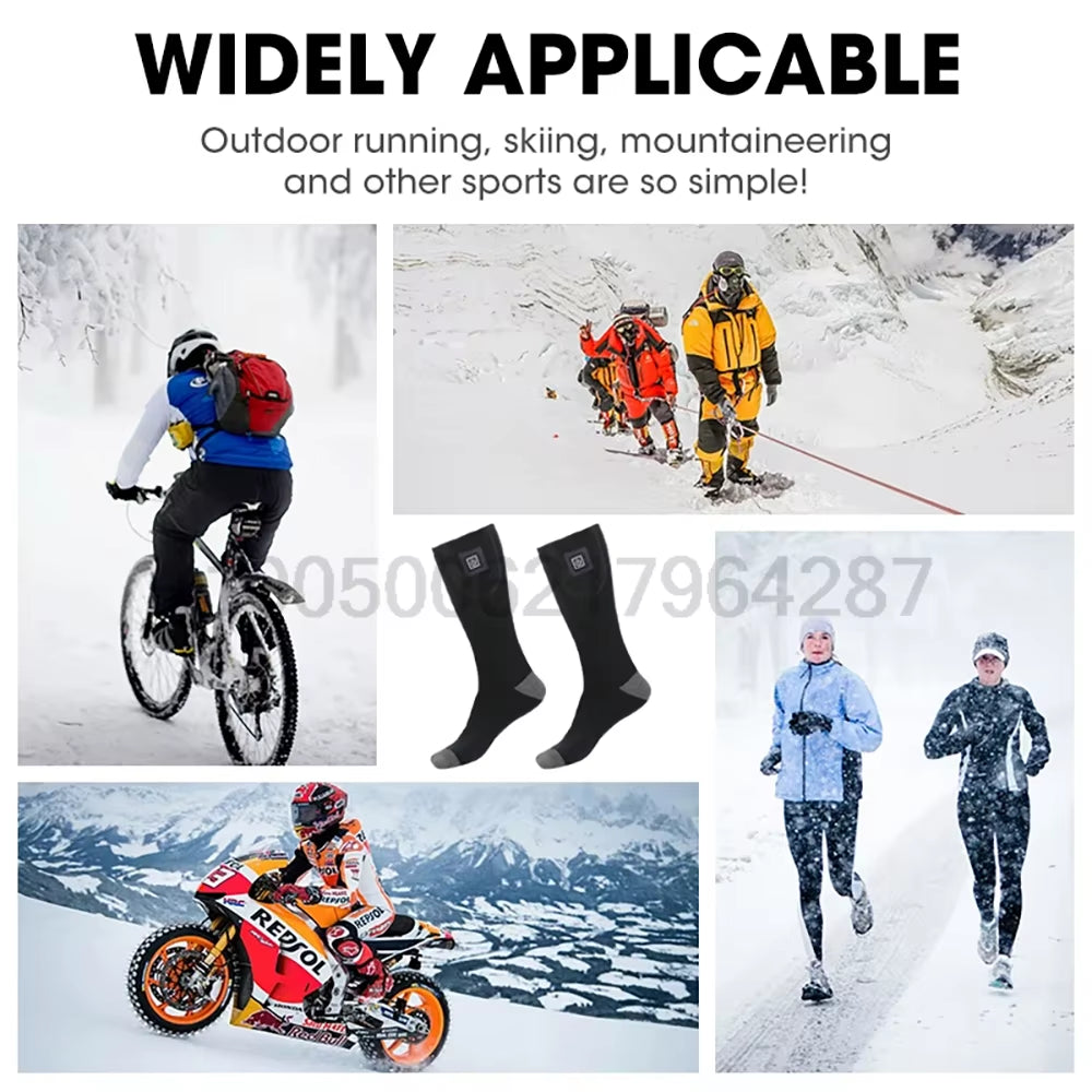 Winter Heating Socks with Battery Box Rechargeable Anti-Cold Men Thermal Heated Foot Warmer Outdoor Camping Ski Sports Wnter