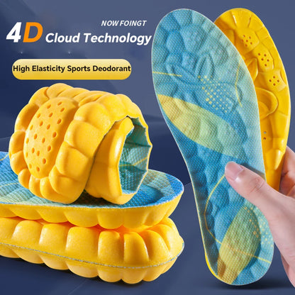 1Pair 4D Orthopedic Sport Insoles Soft Breathable High-Elasticity Shock Absorption Running Shoe Pad for Men Women Latex Massage